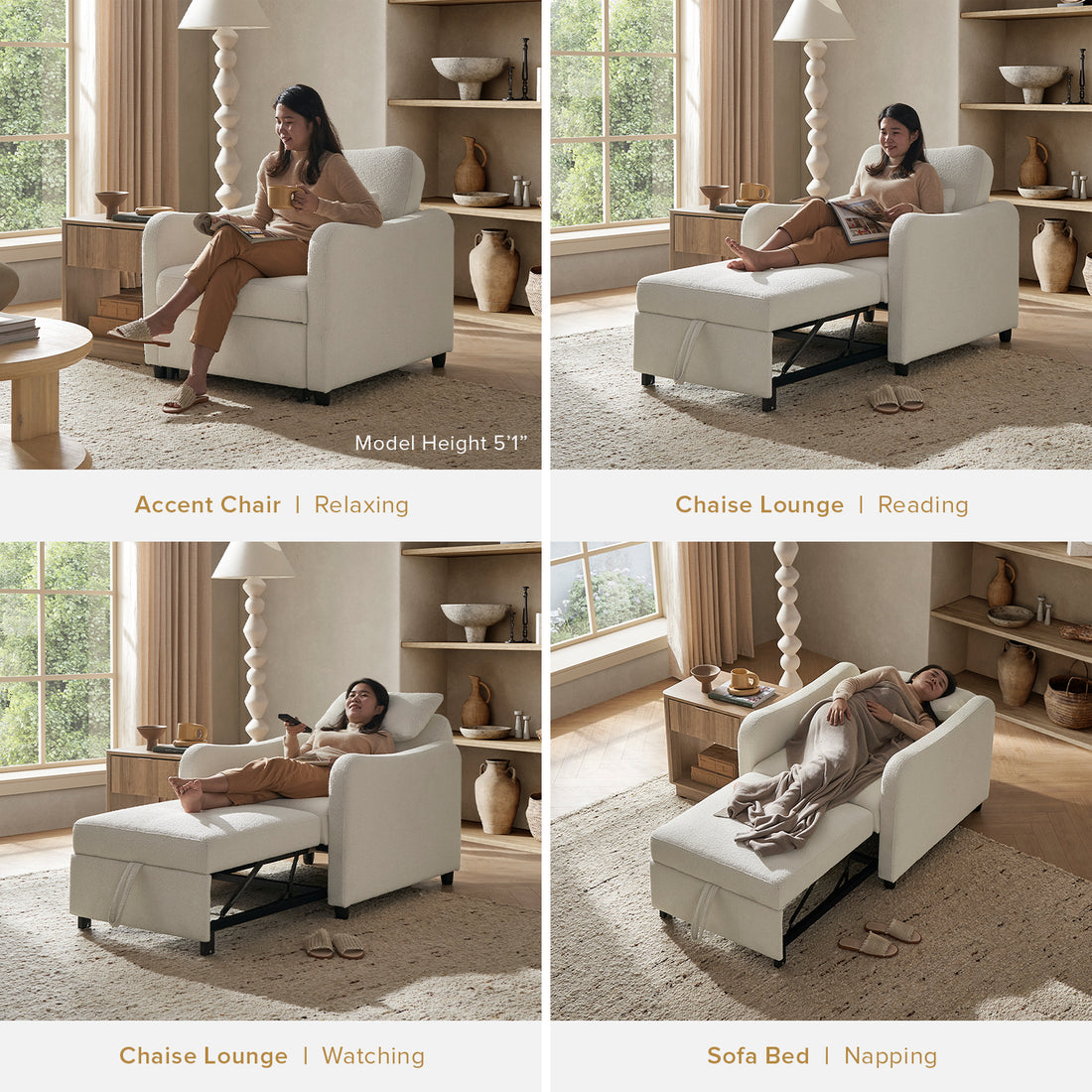 4-in-1 Convertible Sleeper Chair