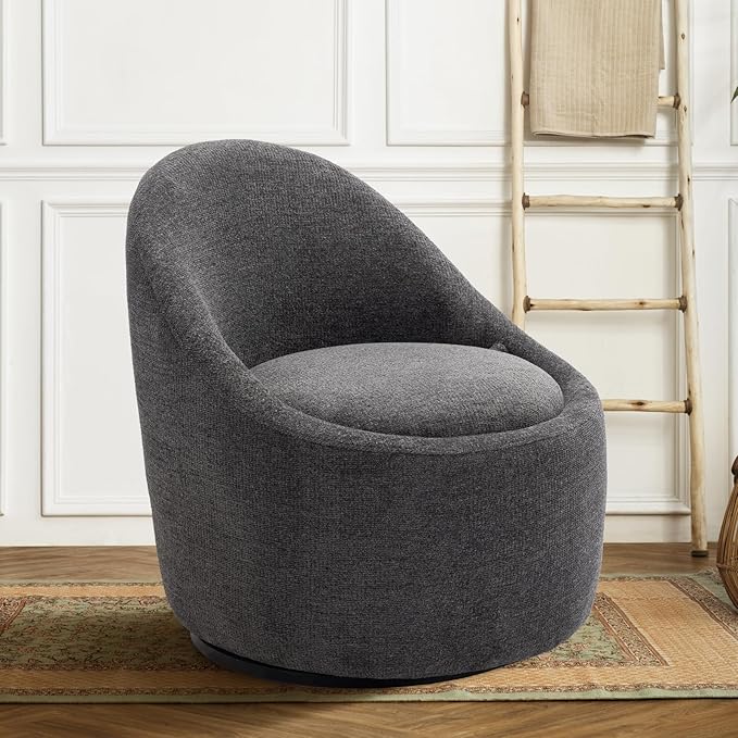 Swivel Round Chair With Ottoman Storage
