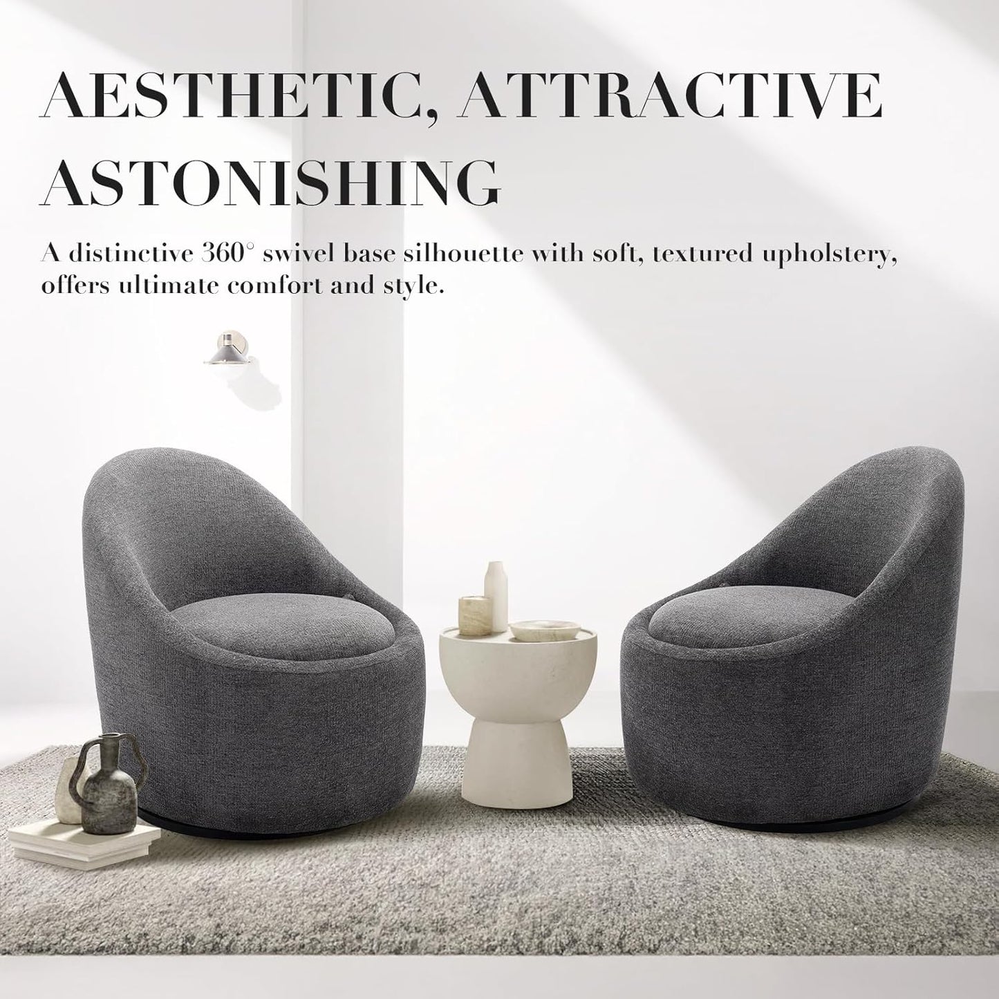 Swivel Round Chair With Ottoman Storage