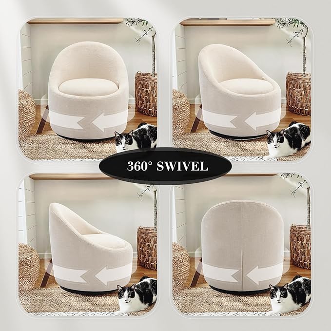 Swivel Round Chair With Ottoman Storage