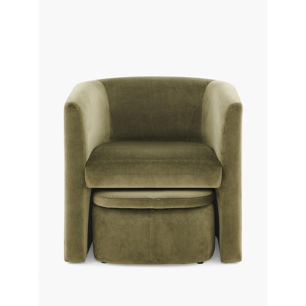 Boucle Chair with Storage Ottoman Set